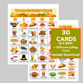 Thanksgiving Bingo, Thanksgiving Games, 30 cards, Digital 