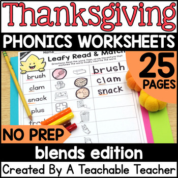Preview of Thanksgiving Blends and Digraphs Activities | Thanksgiving Phonics