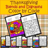 Thanksgiving Blends and Digraphs Color by Code ELA Activity