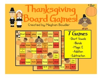 Fall or Thanksgiving Game Board - Free Printable - Your Therapy Source