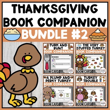 Preview of Thanksgiving Book Companion Boom Cards BUNDLE #2