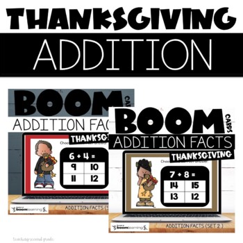 Preview of Thanksgiving Boom Cards Addition Facts Bundle