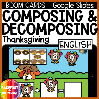 Preview of Thanksgiving Boom Cards - Composing and decomposing numbers to 10 - Google slide
