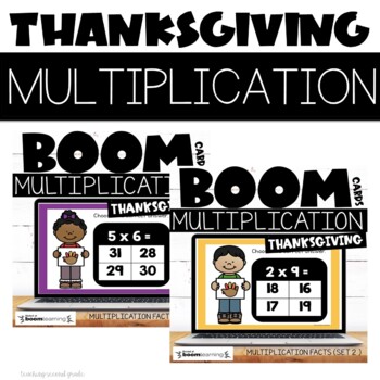 Preview of Thanksgiving Boom Cards™ Multiplication Facts