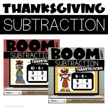 Preview of Thanksgiving Boom Cards Subtraction Facts Bundle