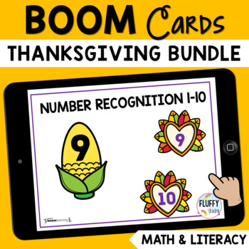 Preview of Thanksgiving Boom Cards for Preschool Math and Literacy