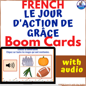Preview of Thanksgiving Boom Learning™ Digital Task Cards in French l’action de grâce