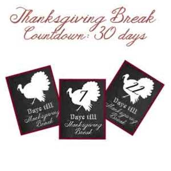 Preview of Thanksgiving Break Countdown Flyer ON SALE NOW