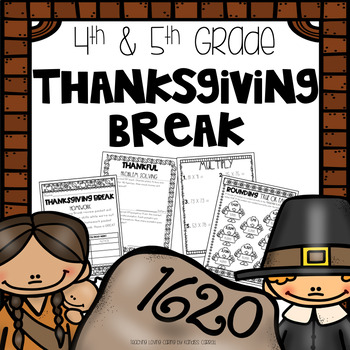 Preview of Thanksgiving Break Packet - Fourth and Fifth Grade