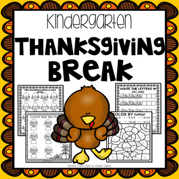 Preview of Thanksgiving Break Packet - Kindergarten