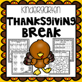 Thanksgiving Break Packet - Kindergarten