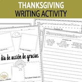 Thanksgiving Break Printable Writing Activity in Spanish a