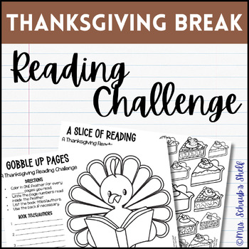Preview of Thanksgiving Break Reading Challenge - Thanksgiving Break Reading Log Activity