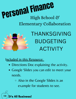 Preview of Thanksgiving Budget Activity for HS & Elem Collaboration