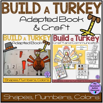 Preview of Thanksgiving Build a Turkey Adapted Book and Craft Bundle Speech & SPED