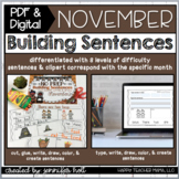 Thanksgiving Building Sentences (November) | PDF & DIGITAL
