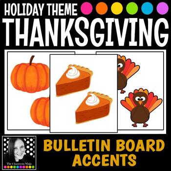 Preview of Thanksgiving Bulletin Board Accents with Pumpkin Pie Turkeys Gnomes Pumpkins