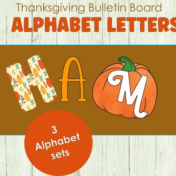 Preview of Thanksgiving Bulletin Board Alphabet Letters (3 sets)