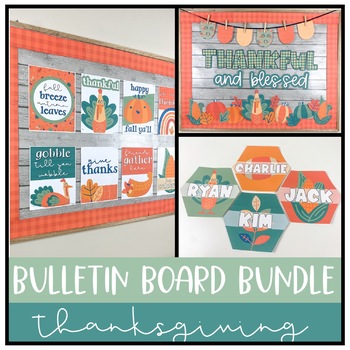 Preview of Thanksgiving Bulletin Board BUNDLE | Boho Classroom Decor