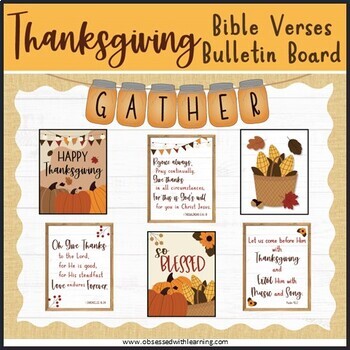 Preview of Thanksgiving Bulletin Board, Bible Verses, Homeschool, Sunday School Classroom