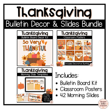 Preview of Thanksgiving Bulletin Board Decor and Morning Slides Bundle