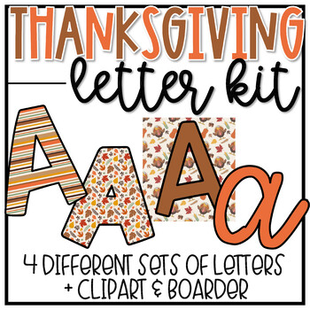 Preview of Thanksgiving Bulletin Board Kit - November Bulletin Board Letters - Fall Decor