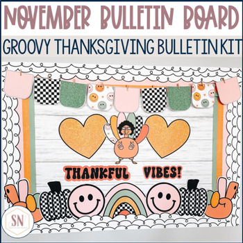 Preview of Thanksgiving Bulletin Board Kit |  Retro November Bulletin Kit