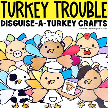 Preview of Turkey in Disguise Craft Thanksgiving Turkey Trouble Activities + Bulletin Board