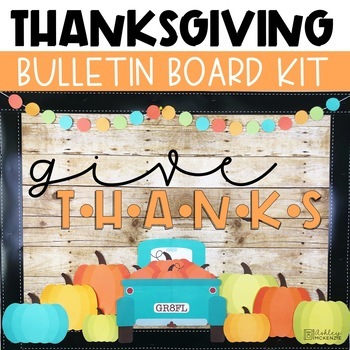 Preview of Thanksgiving Bulletin Board or Door Kit - Blue Truck Theme