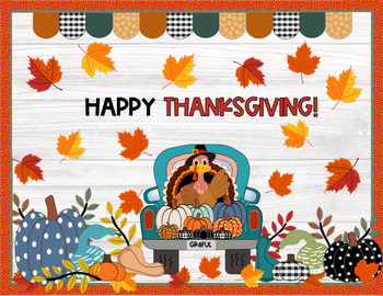 Preview of Thanksgiving Bulletin, Turkey Day, Pumpkin, Fall, Truck, Bulletin Board Kit,