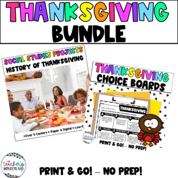 Preview of Thanksgiving Bundle- Choice Boards- Centers