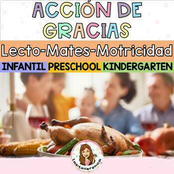 Preview of Thanksgiving Bundle. Kinder. Preschool. Acción de Gracias. November. Spanish