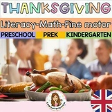 Thanksgiving Bundle. Kindergarten. Preeschool. Math. ELA. 