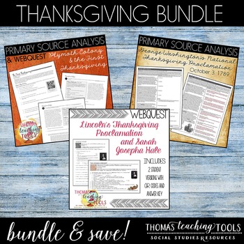 Preview of Thanksgiving Bundle: Primary Sources and Webquests
