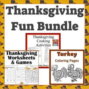 Preview of Thanksgiving Bundle Printable Games and Cooking Activities