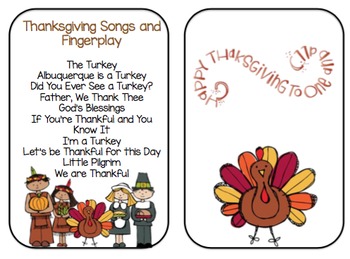 Thanksgiving Bundle of Songs, Poems and Finger Play by Preschool Printable