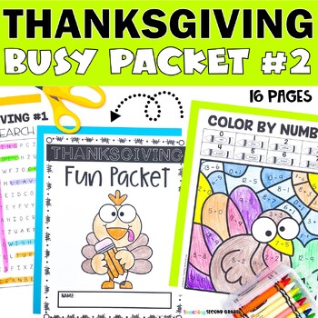Preview of Thanksgiving Busy Packet - Fun Work 1st 2nd Grade Worksheet Morning November