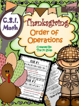 Preview of Thanksgiving CSI Math Review (ORDER OF OPERATIONS) {NO PREP