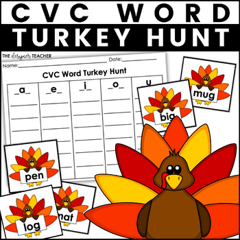 Preview of Thanksgiving CVC Word Sort Turkey Phonics Center Activity