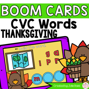 Preview of Thanksgiving CVC Words Digital Game Boom Cards™