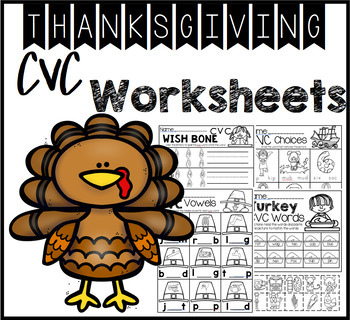 Preview of Thanksgiving CVC Worksheets