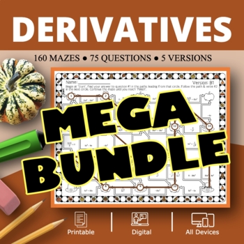 Preview of Thanksgiving: Calculus Derivatives BUNDLE Maze Activity