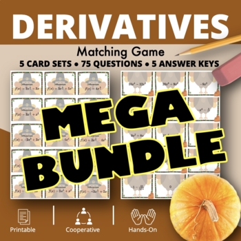 Preview of Thanksgiving: Calculus Derivatives BUNDLE of Matching Games