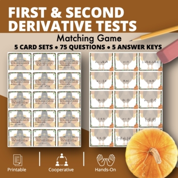 Preview of Thanksgiving: Calculus First & Second Derivative Tests Matching Games