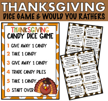 Thanksgiving Game Thanksgiving Games Dice Game Thanksgiving 