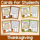 Thanksgiving Cards for Students - Editable in color & blac