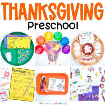 Preview of Thanksgiving Centers + Activities, November Morning Tubs + Bins, PreK Preschool