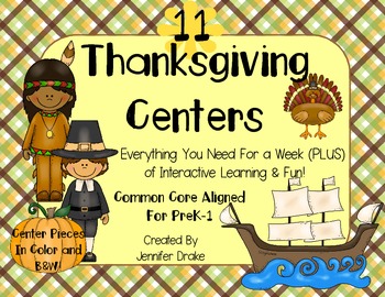 Preview of Thanksgiving Centers Super Pack!  *11 Engaging Centers* ~Color & B&W~