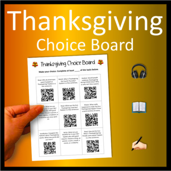 Preview of Thanksgiving Choice Board Language Skills Sub Plan