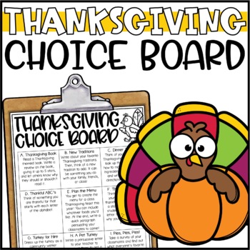 Preview of Thanksgiving Choice Board - Morning Work or Early Finisher Activities